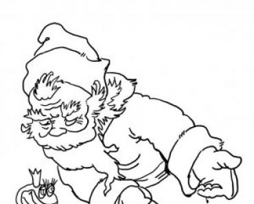 Dibujo de Papá Noel para colorear Dibujo para colorear Papá Noel con un bastón y la Doncella de las Nieves